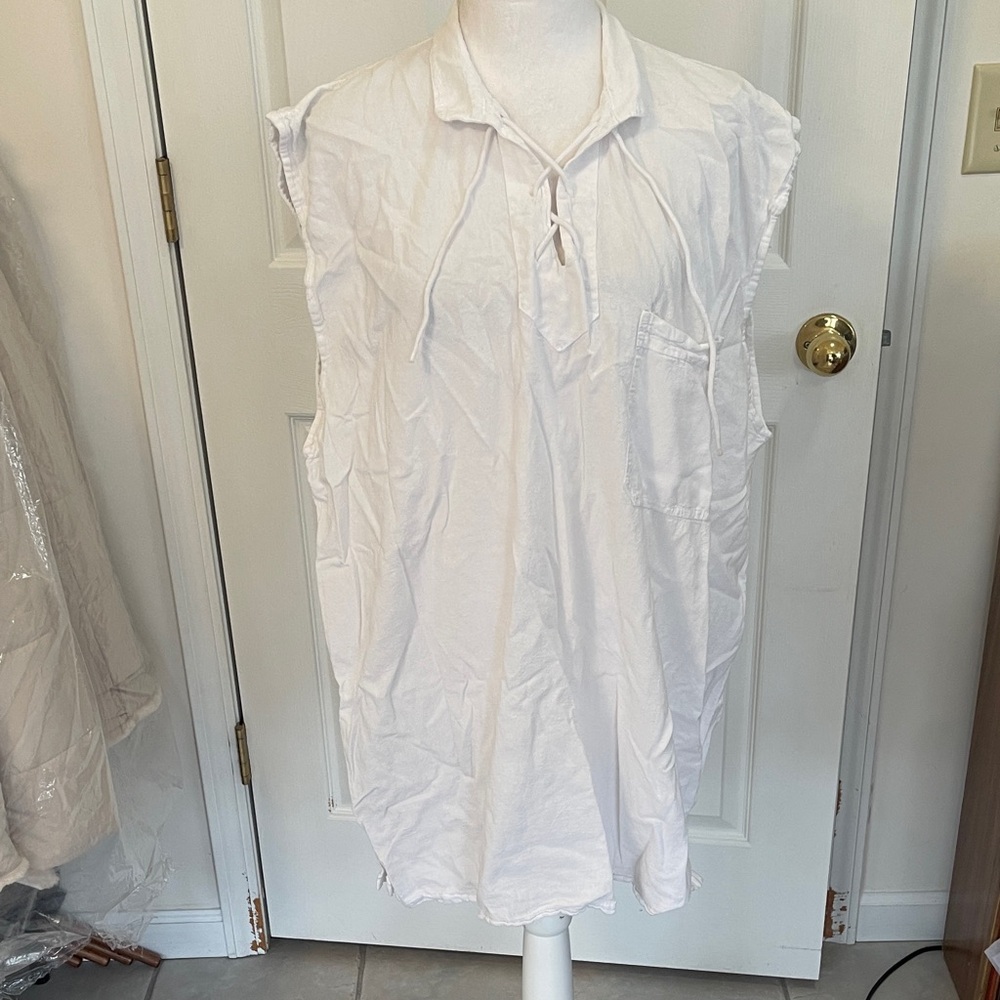 Cotton Natural White Sleeveless Women's Top SZ XXL EUC